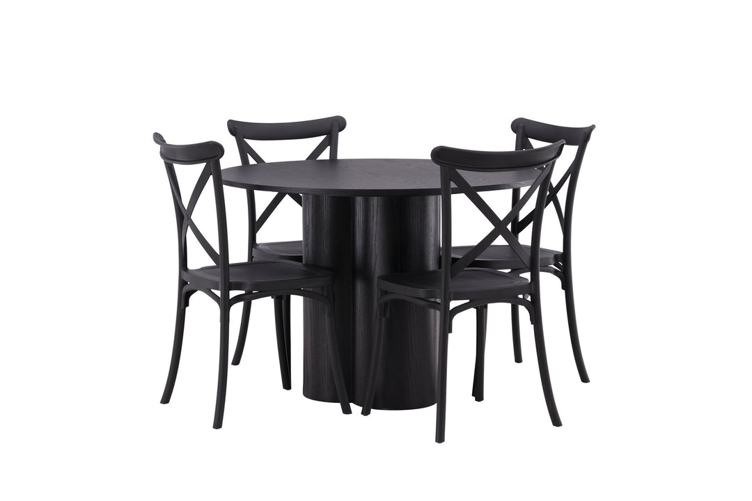 Venture Home OliviaDiningTable-Black/BlackVeneer+CrosettDiningChair-MatteBlack/MatteBlackPlastic_4