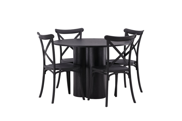 Venture Home OliviaDiningTable-Black/BlackVeneer+CrosettDiningChair-MatteBlack/MatteBlackPlastic_4