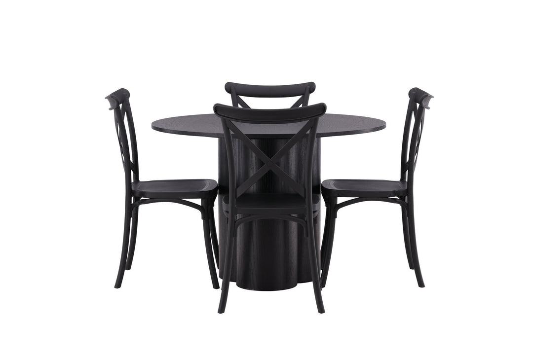 Venture Home OliviaDiningTable-Black/BlackVeneer+CrosettDiningChair-MatteBlack/MatteBlackPlastic_4