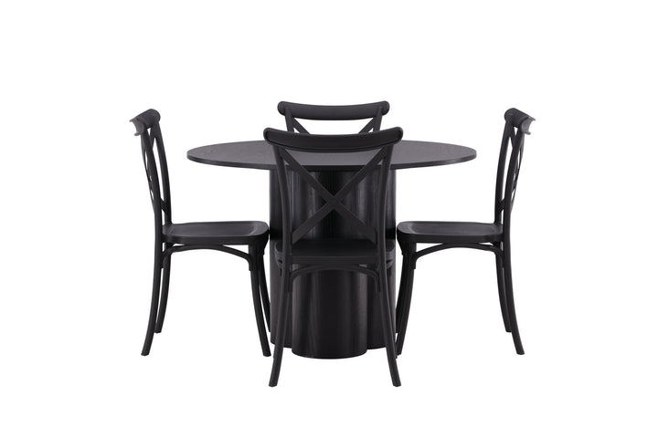 Venture Home OliviaDiningTable-Black/BlackVeneer+CrosettDiningChair-MatteBlack/MatteBlackPlastic_4