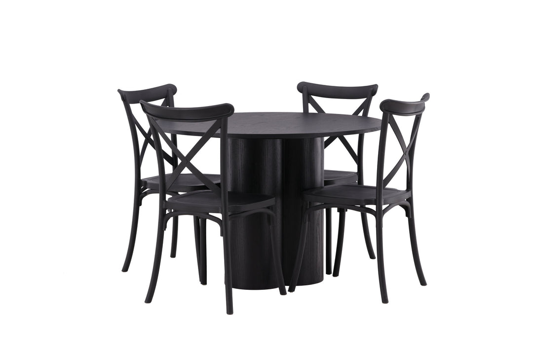 Venture Home OliviaDiningTable-Black/BlackVeneer+CrosettDiningChair-MatteBlack/MatteBlackPlastic_4