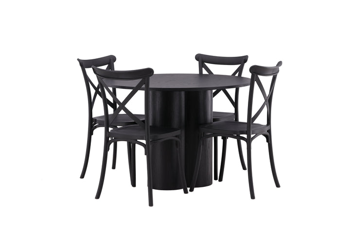 Venture Home OliviaDiningTable-Black/BlackVeneer+CrosettDiningChair-MatteBlack/MatteBlackPlastic_4