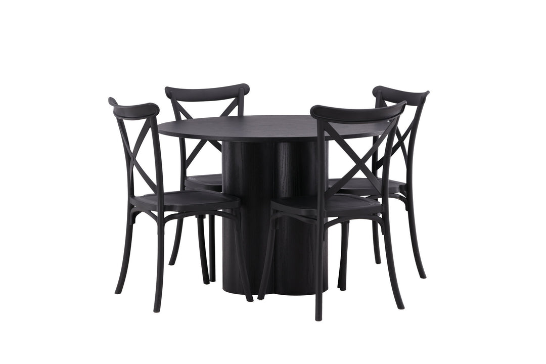 Venture Home OliviaDiningTable-Black/BlackVeneer+CrosettDiningChair-MatteBlack/MatteBlackPlastic_4
