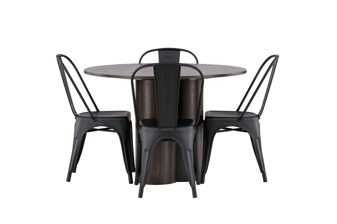 Venture Home OliviaDiningTable-Mocca/MoccaVeneer+TempeDiningChair-Matteblack/Metal_4