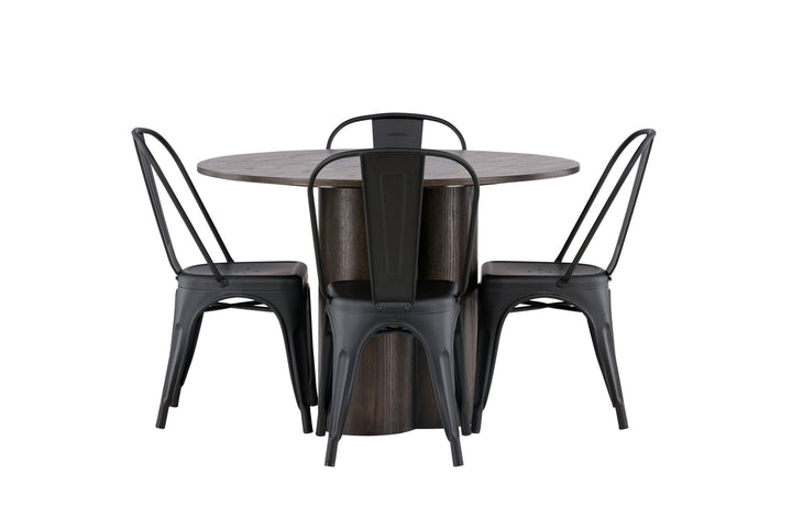Venture Home OliviaDiningTable-Mocca/MoccaVeneer+TempeDiningChair-Matteblack/Metal_4
