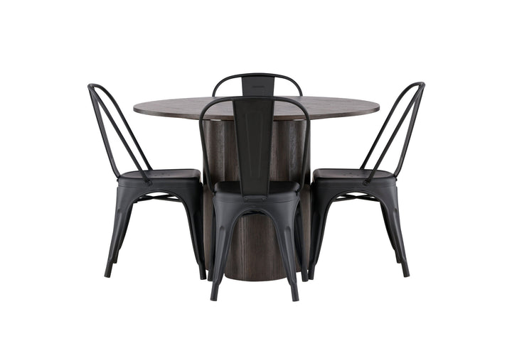 Venture Home OliviaDiningTable-Mocca/MoccaVeneer+TempeDiningChair-Matteblack/Metal_4
