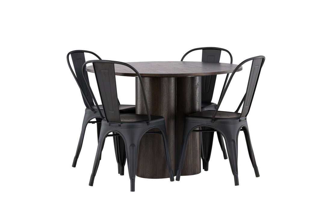 Venture Home OliviaDiningTable-Mocca/MoccaVeneer+TempeDiningChair-Matteblack/Metal_4