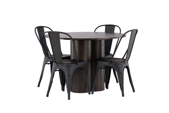 Venture Home OliviaDiningTable-Mocca/MoccaVeneer+TempeDiningChair-Matteblack/Metal_4