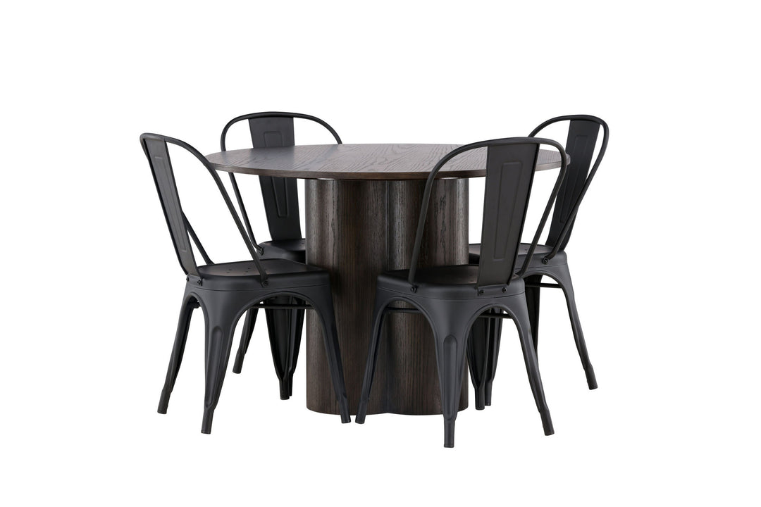 Venture Home OliviaDiningTable-Mocca/MoccaVeneer+TempeDiningChair-Matteblack/Metal_4