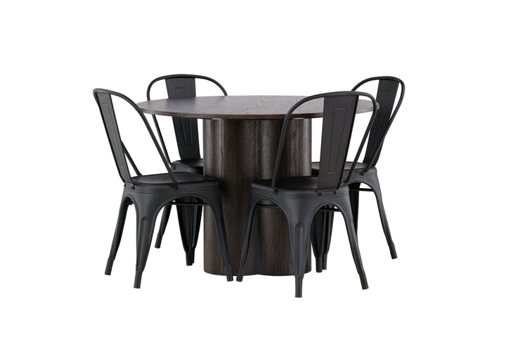 Venture Home OliviaDiningTable-Mocca/MoccaVeneer+TempeDiningChair-Matteblack/Metal_4