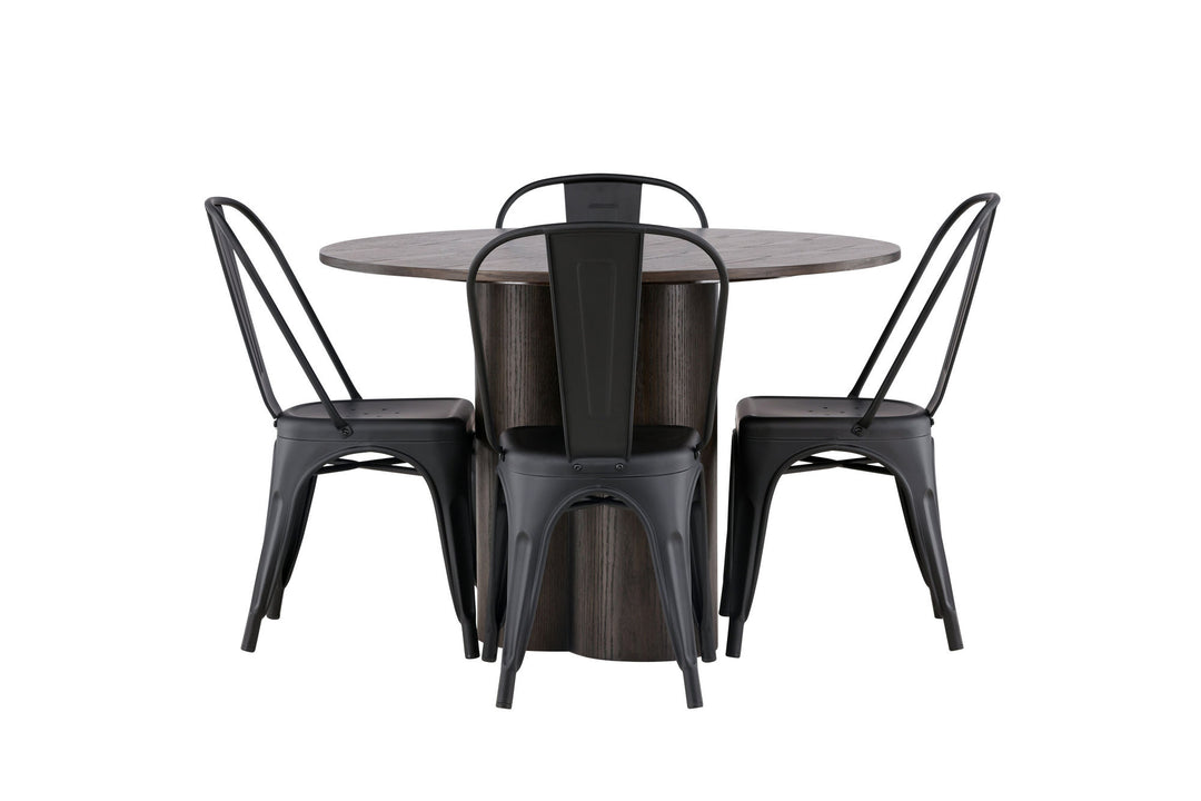 Venture Home OliviaDiningTable-Mocca/MoccaVeneer+TempeDiningChair-Matteblack/Metal_4