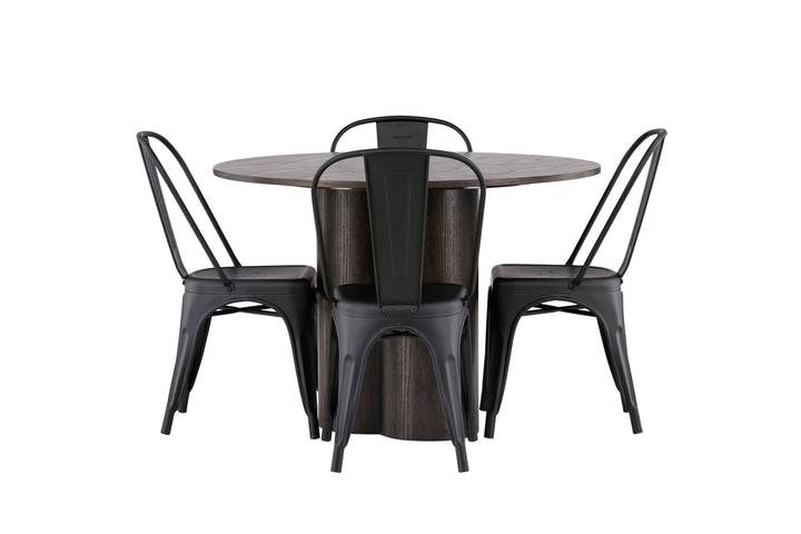 Venture Home OliviaDiningTable-Mocca/MoccaVeneer+TempeDiningChair-Matteblack/Metal_4