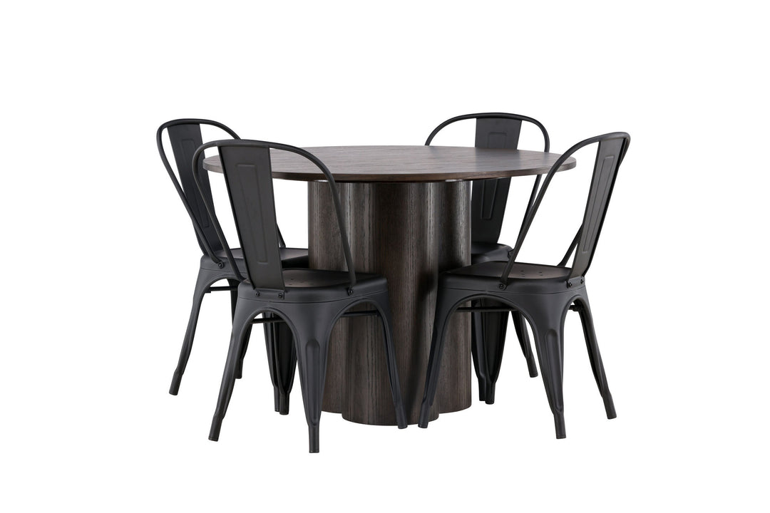 Venture Home OliviaDiningTable-Mocca/MoccaVeneer+TempeDiningChair-Matteblack/Metal_4