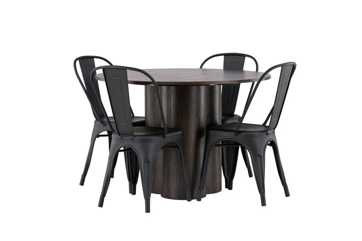 Venture Home OliviaDiningTable-Mocca/MoccaVeneer+TempeDiningChair-Matteblack/Metal_4