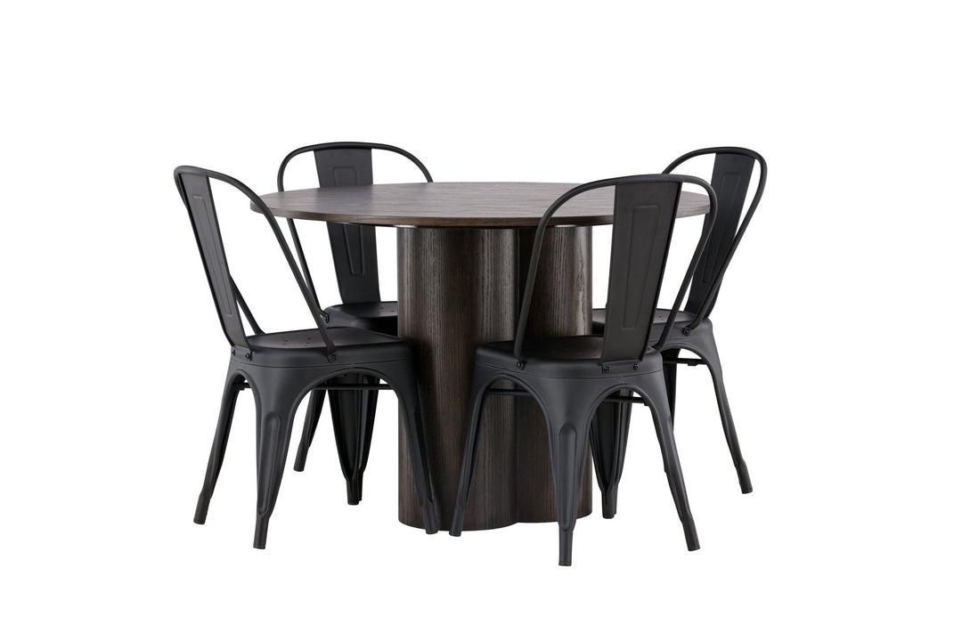 Venture Home OliviaDiningTable-Mocca/MoccaVeneer+TempeDiningChair-Matteblack/Metal_4