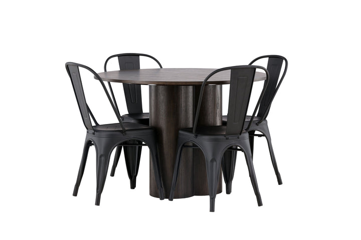 Venture Home OliviaDiningTable-Mocca/MoccaVeneer+TempeDiningChair-Matteblack/Metal_4