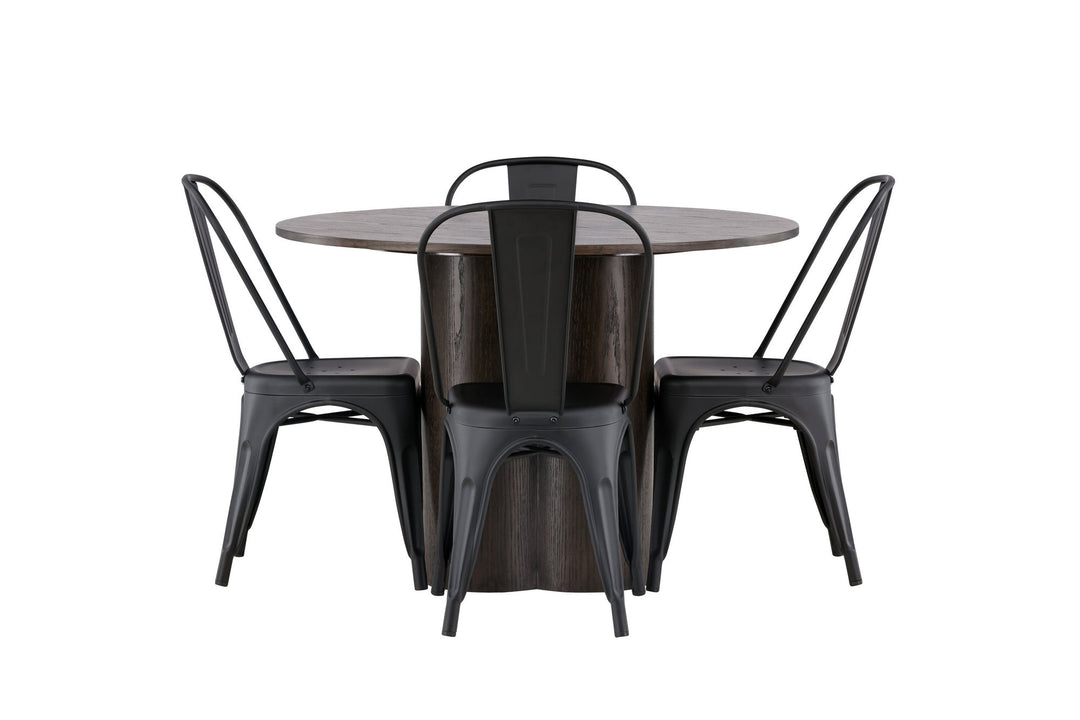 Venture Home OliviaDiningTable-Mocca/MoccaVeneer+TempeDiningChair-Matteblack/Metal_4