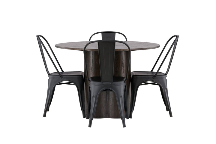 Venture Home OliviaDiningTable-Mocca/MoccaVeneer+TempeDiningChair-Matteblack/Metal_4