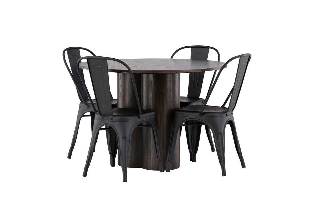 Venture Home OliviaDiningTable-Mocca/MoccaVeneer+TempeDiningChair-Matteblack/Metal_4