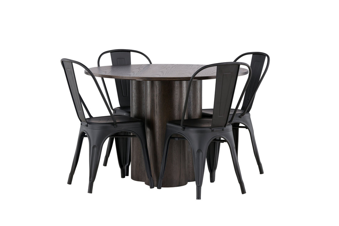 Venture Home OliviaDiningTable-Mocca/MoccaVeneer+TempeDiningChair-Matteblack/Metal_4