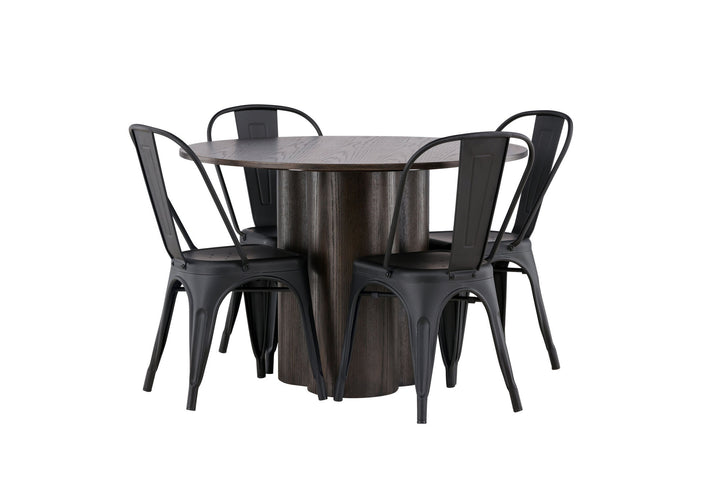 Venture Home OliviaDiningTable-Mocca/MoccaVeneer+TempeDiningChair-Matteblack/Metal_4