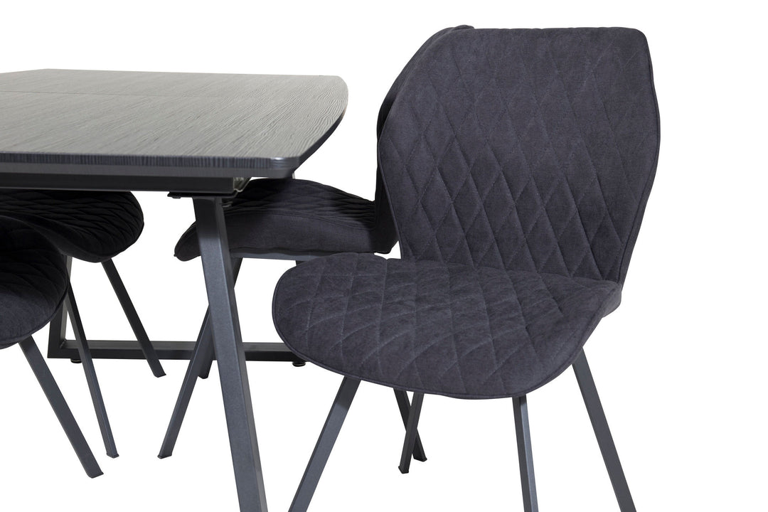Venture Home Inca Extentiontable - Black top / black Legs+Gemma Dining Chair - Black Legs - Black Fabric_4
