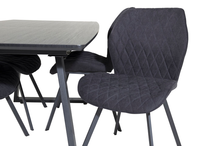 Venture Home Inca Extentiontable - Black top / black Legs+Gemma Dining Chair - Black Legs - Black Fabric_4