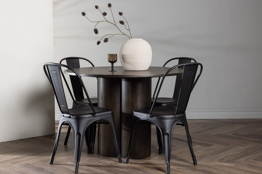 Venture Home OliviaDiningTable-Mocca/MoccaVeneer+TempeDiningChair-Matteblack/Metal_4