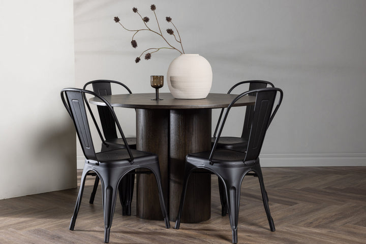 Venture Home OliviaDiningTable-Mocca/MoccaVeneer+TempeDiningChair-Matteblack/Metal_4