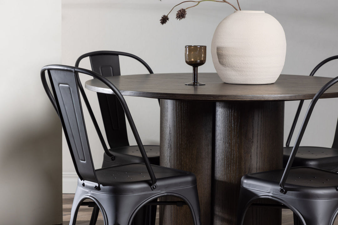 Venture Home OliviaDiningTable-Mocca/MoccaVeneer+TempeDiningChair-Matteblack/Metal_4