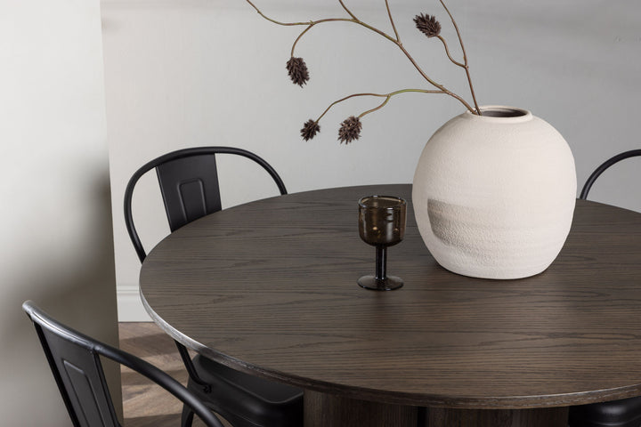 Venture Home OliviaDiningTable-Mocca/MoccaVeneer+TempeDiningChair-Matteblack/Metal_4