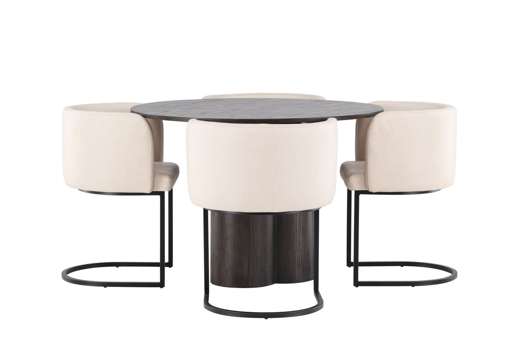Venture Home OliviaDiningTable-Mocca/MoccaVeneer+SimrishmanDiningChair-Black/BeigeTC-fabric_4