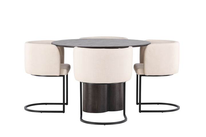 Venture Home OliviaDiningTable-Mocca/MoccaVeneer+SimrishmanDiningChair-Black/BeigeTC-fabric_4