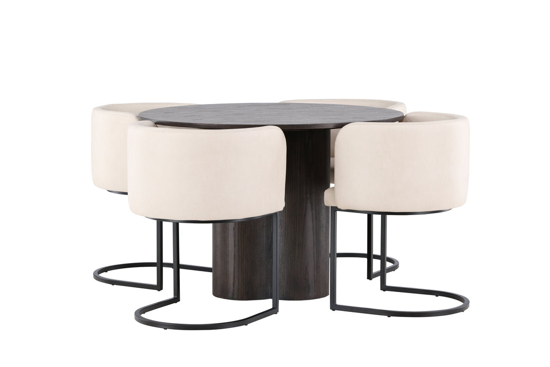 Venture Home OliviaDiningTable-Mocca/MoccaVeneer+SimrishmanDiningChair-Black/BeigeTC-fabric_4