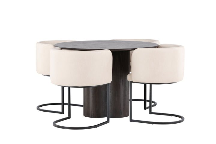 Venture Home OliviaDiningTable-Mocca/MoccaVeneer+SimrishmanDiningChair-Black/BeigeTC-fabric_4