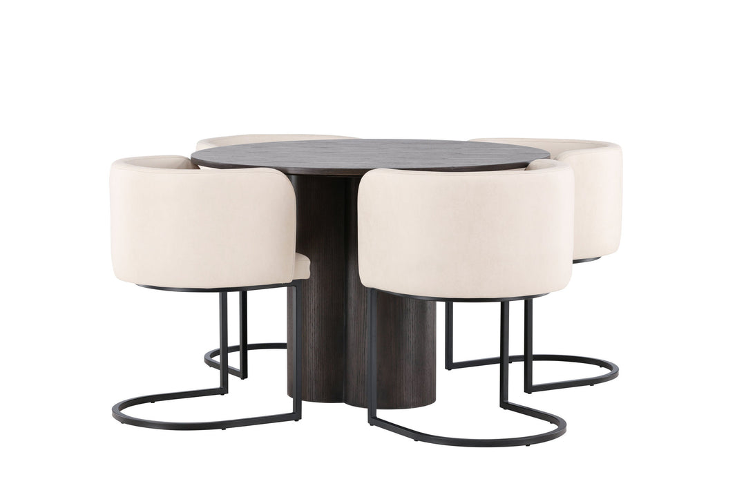Venture Home OliviaDiningTable-Mocca/MoccaVeneer+SimrishmanDiningChair-Black/BeigeTC-fabric_4