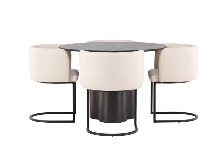Venture Home OliviaDiningTable-Mocca/MoccaVeneer+SimrishmanDiningChair-Black/BeigeTC-fabric_4