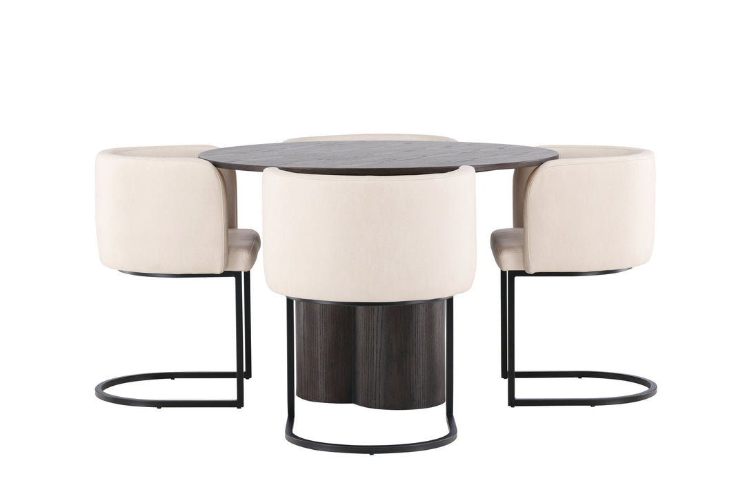 Venture Home OliviaDiningTable-Mocca/MoccaVeneer+SimrishmanDiningChair-Black/BeigeTC-fabric_4