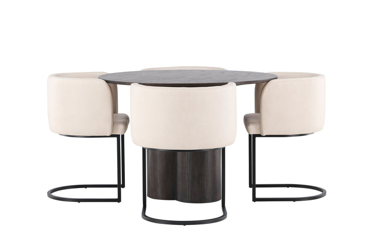 Venture Home OliviaDiningTable-Mocca/MoccaVeneer+SimrishmanDiningChair-Black/BeigeTC-fabric_4