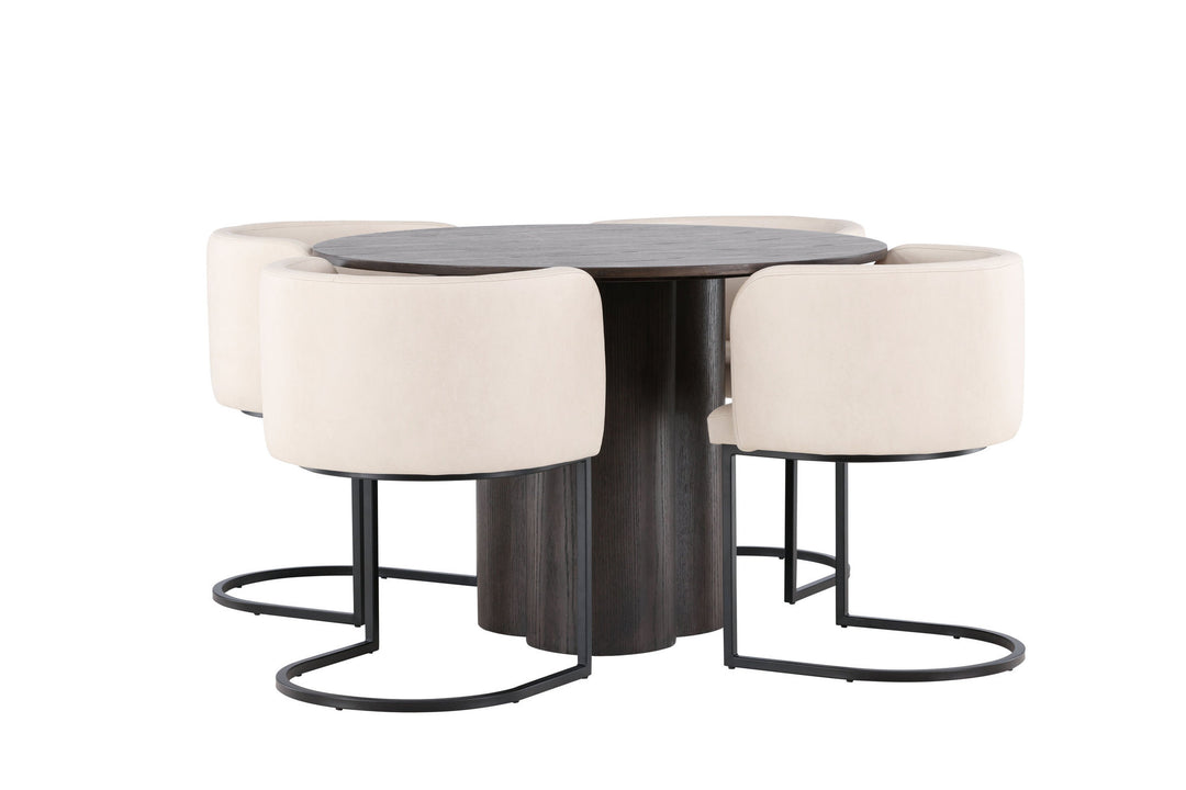 Venture Home OliviaDiningTable-Mocca/MoccaVeneer+SimrishmanDiningChair-Black/BeigeTC-fabric_4