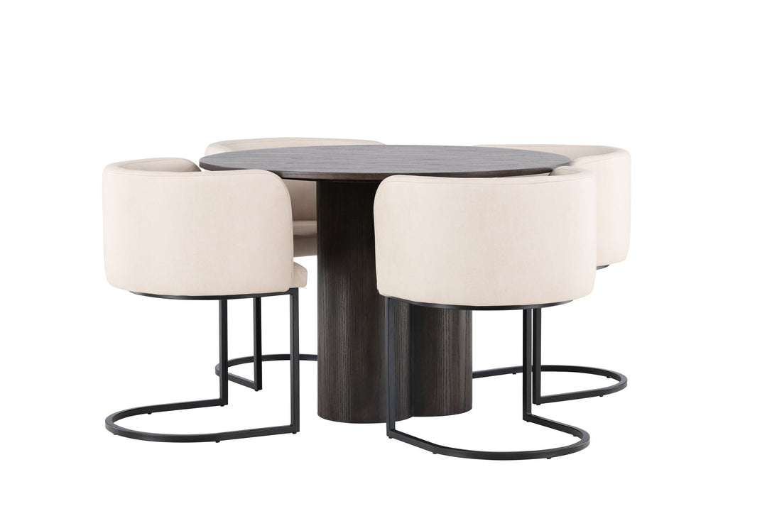 Venture Home OliviaDiningTable-Mocca/MoccaVeneer+SimrishmanDiningChair-Black/BeigeTC-fabric_4