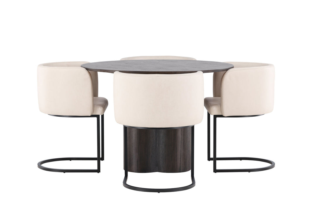 Venture Home OliviaDiningTable-Mocca/MoccaVeneer+SimrishmanDiningChair-Black/BeigeTC-fabric_4