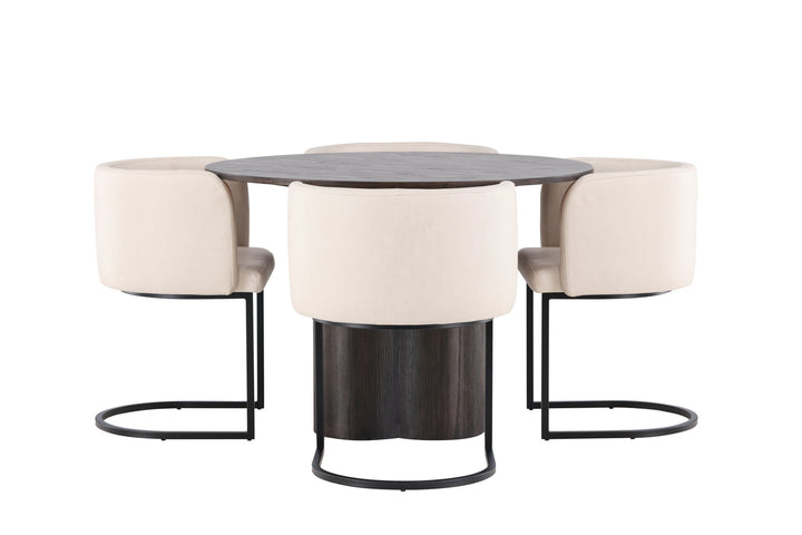 Venture Home OliviaDiningTable-Mocca/MoccaVeneer+SimrishmanDiningChair-Black/BeigeTC-fabric_4