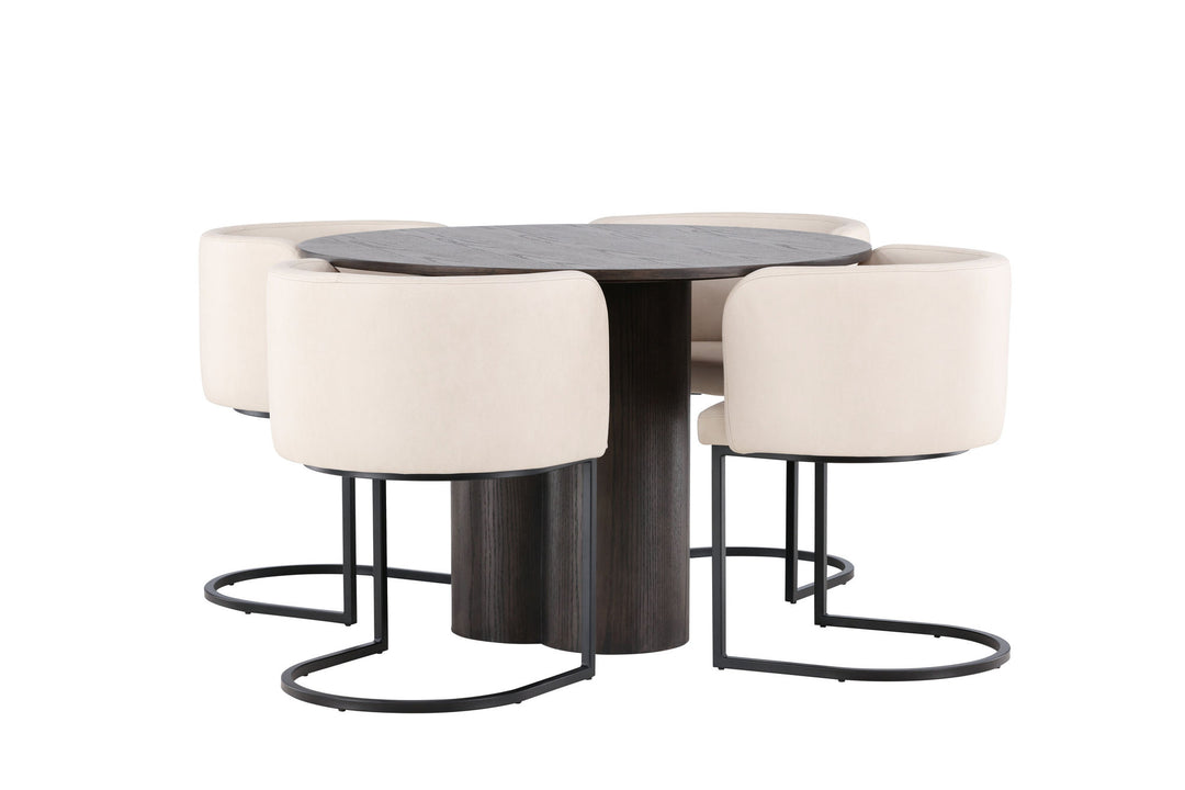 Venture Home OliviaDiningTable-Mocca/MoccaVeneer+SimrishmanDiningChair-Black/BeigeTC-fabric_4
