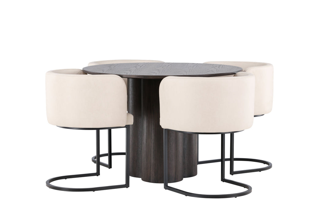 Venture Home OliviaDiningTable-Mocca/MoccaVeneer+SimrishmanDiningChair-Black/BeigeTC-fabric_4