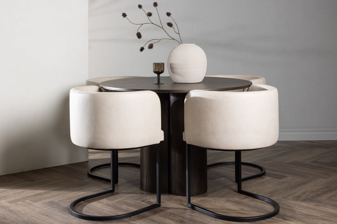 Venture Home OliviaDiningTable-Mocca/MoccaVeneer+SimrishmanDiningChair-Black/BeigeTC-fabric_4