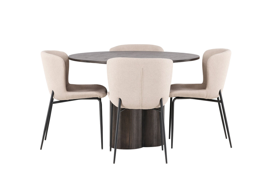 Venture Home OliviaDiningTable-Mocca/MoccaVeneer+ModestoDiningChair-Grey/SmokedBlackBoucle_4