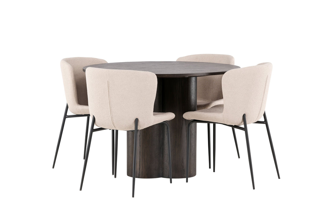Venture Home OliviaDiningTable-Mocca/MoccaVeneer+ModestoDiningChair-Grey/SmokedBlackBoucle_4