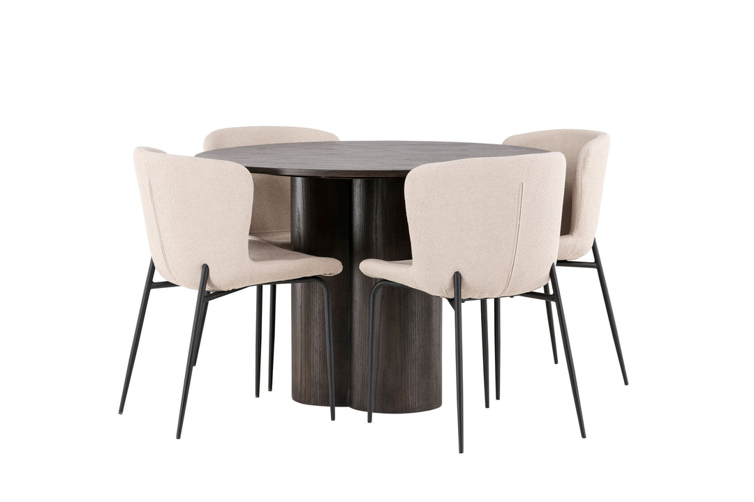 Venture Home OliviaDiningTable-Mocca/MoccaVeneer+ModestoDiningChair-Grey/SmokedBlackBoucle_4