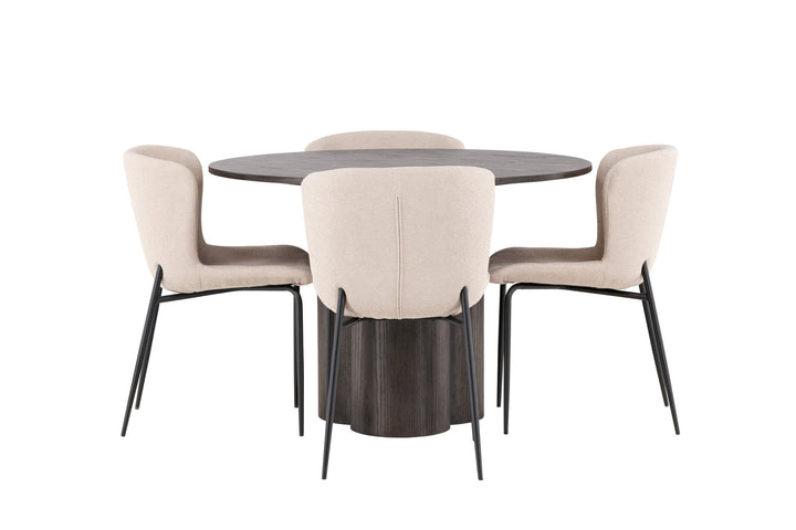 Venture Home OliviaDiningTable-Mocca/MoccaVeneer+ModestoDiningChair-Grey/SmokedBlackBoucle_4
